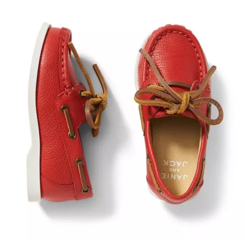 NWT Janie and Jack Red Boat Shoes Size 6